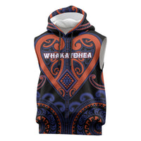 Custom Aotearoa Whakatohea Sleeveless Hoodie Maori Tribal Pattern LT05 Navy - Polynesian Pride