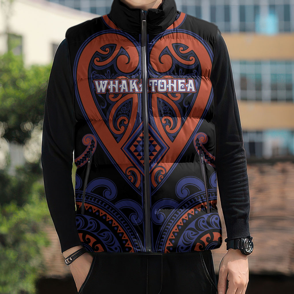 Custom Aotearoa Whakatohea Sleeveless Puffer Jacket Maori Tribal Pattern LT05 - Polynesian Pride