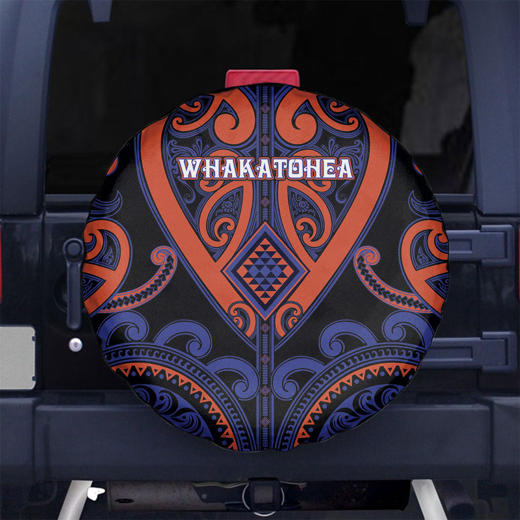 Aotearoa Whakatohea Spare Tire Cover Maori Tribal Pattern LT05 No hole Navy - Polynesian Pride