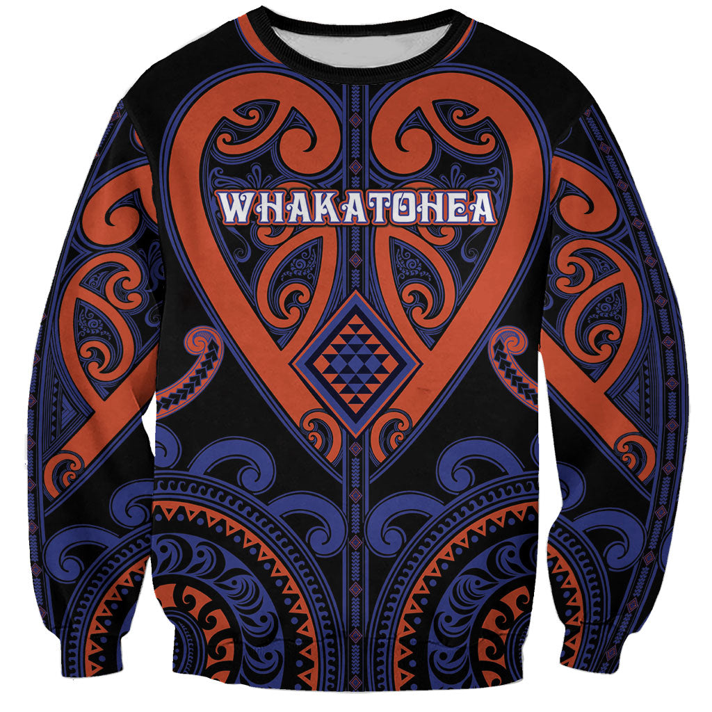 Custom Aotearoa Whakatohea Sweatshirt Maori Tribal Pattern LT05 Unisex Navy - Polynesian Pride