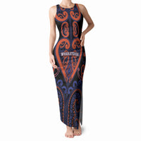 Custom Aotearoa Whakatohea Tank Maxi Dress Maori Tribal Pattern LT05 Women Navy - Polynesian Pride
