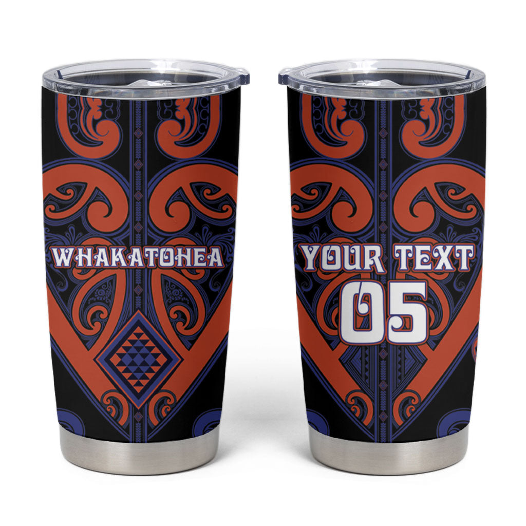 Custom Aotearoa Whakatohea Tumbler Cup Maori Tribal Pattern LT05 Navy - Polynesian Pride