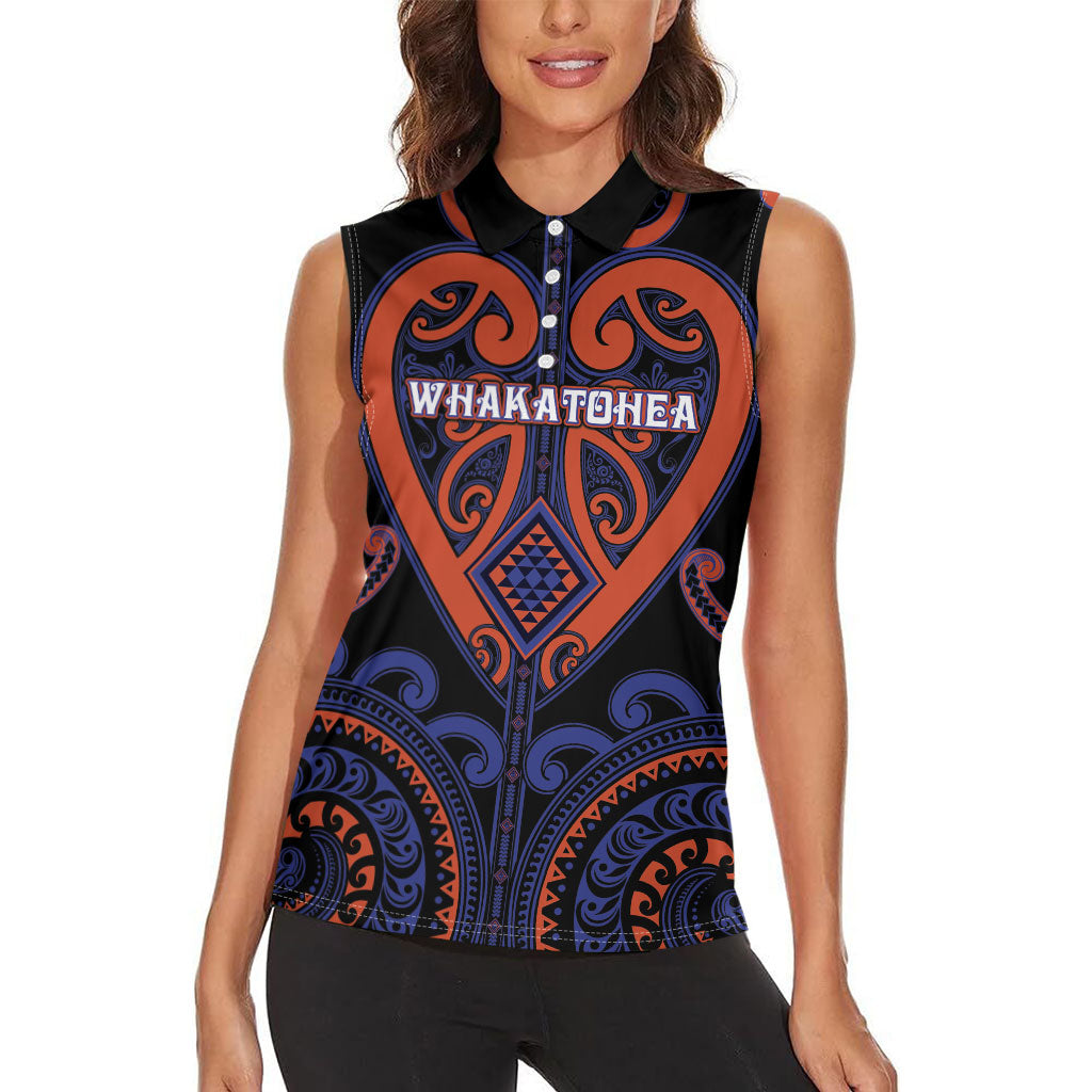 Custom Aotearoa Whakatohea Women Sleeveless Polo Shirt Maori Tribal Pattern LT05 - Polynesian Pride