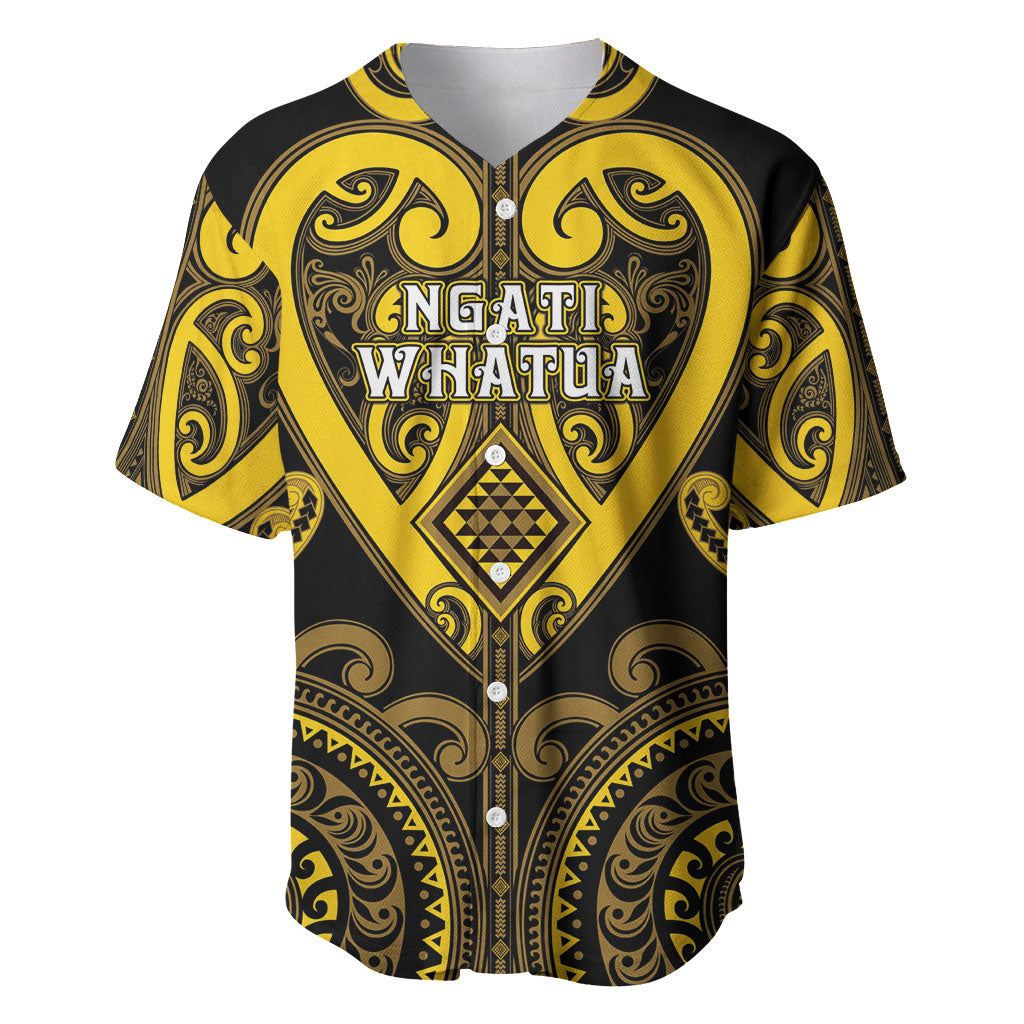 Custom Aotearoa Ngati Whatua Baseball Jersey Maori Tribal Pattern LT05 Yellow - Polynesian Pride