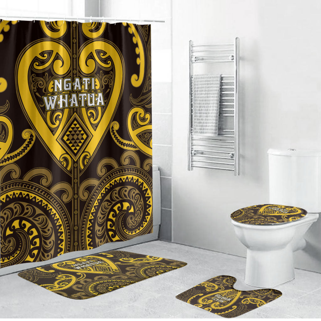 Aotearoa Ngati Whatua Bathroom Set Maori Tribal Pattern LT05 Bathroom Set (4 pcs) Yellow - Polynesian Pride