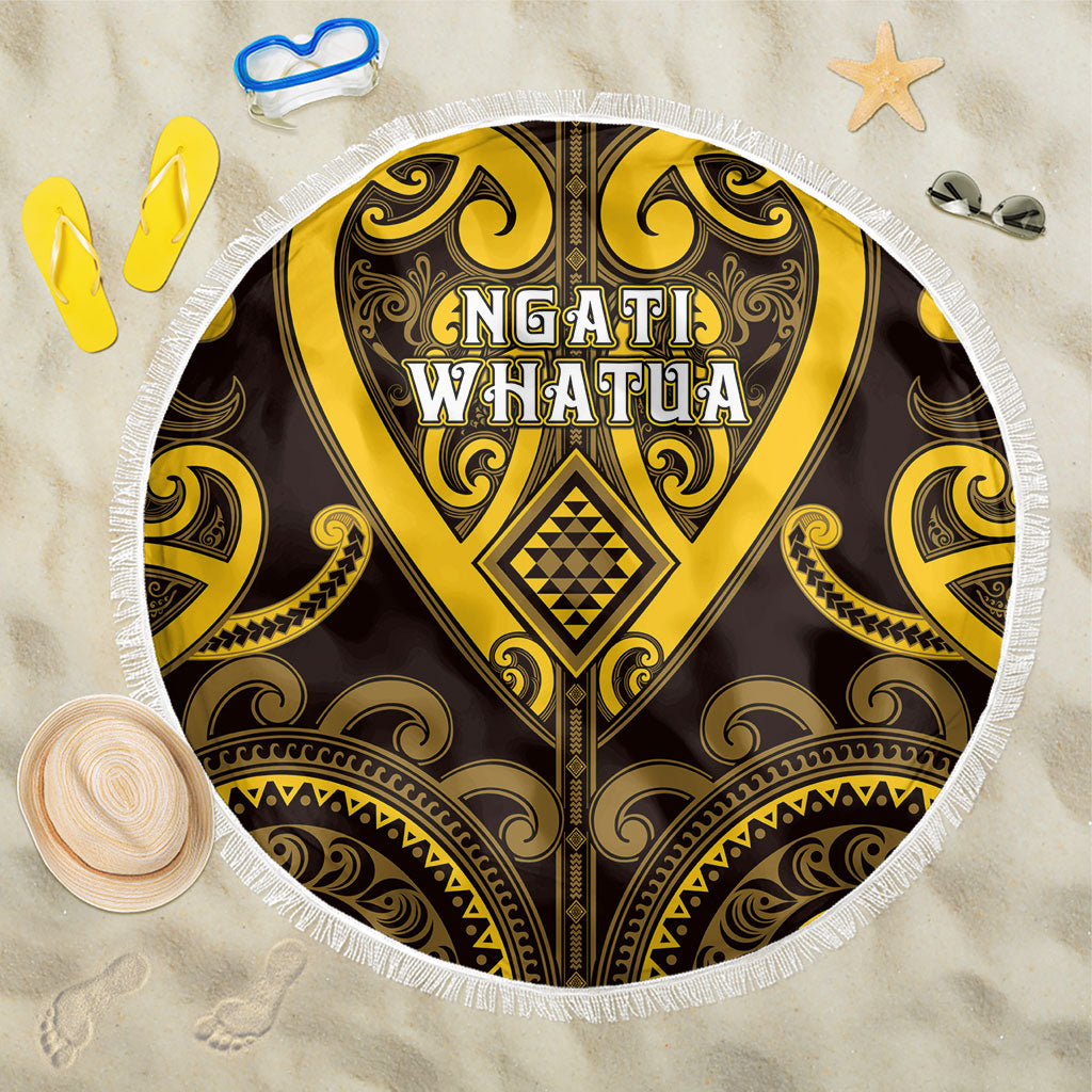 Aotearoa Ngati Whatua Beach Blanket Maori Tribal Pattern LT05 One Size 150cm Yellow - Polynesian Pride