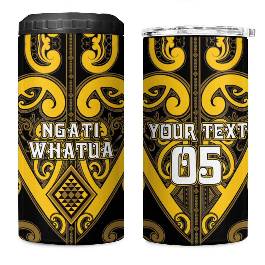 Custom Aotearoa Ngati Whatua 4 in 1 Can Cooler Tumbler Maori Tribal Pattern LT05 One Size: 16 oz Yellow - Polynesian Pride