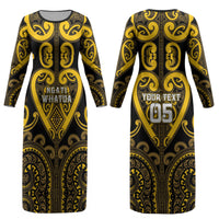 Custom Aotearoa Ngati Whatua Couples Matching Long Sleeve Bodycon Dress and Hawaiian Shirt Maori Tribal Pattern LT05 - Polynesian Pride