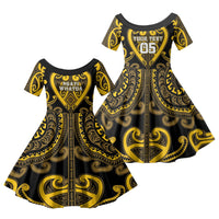 Custom Aotearoa Ngati Whatua Family Matching Mermaid Dress and Hawaiian Shirt Maori Tribal Pattern LT05 Daughter's Dress Yellow - Polynesian Pride