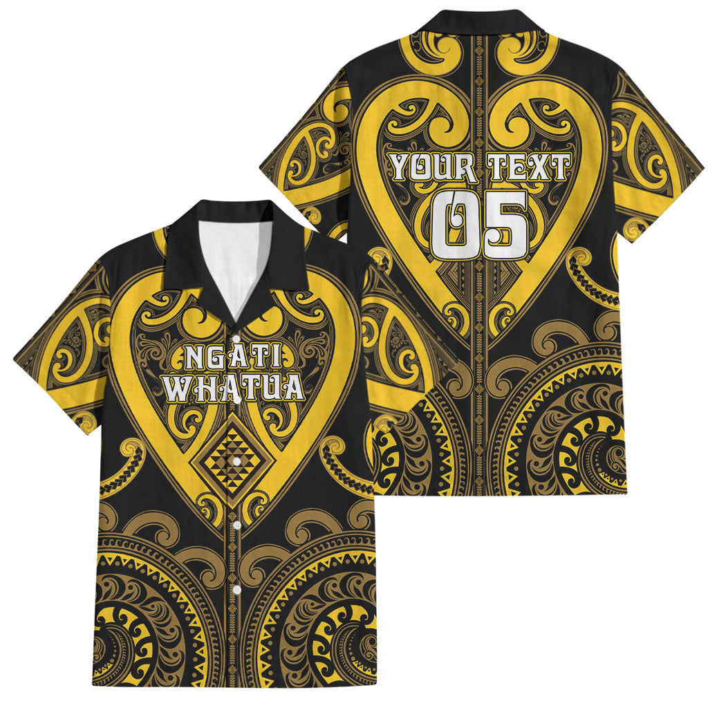 Custom Aotearoa Ngati Whatua Family Matching Tank Maxi Dress and Hawaiian Shirt Maori Tribal Pattern LT05 Dad's Shirt - Short Sleeve Yellow - Polynesian Pride