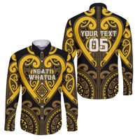 Custom Aotearoa Ngati Whatua Family Matching Tank Maxi Dress and Hawaiian Shirt Maori Tribal Pattern LT05 Dad's Shirt - Long Sleeve Yellow - Polynesian Pride
