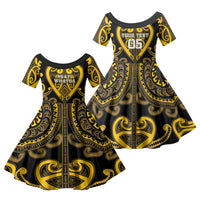 Custom Aotearoa Ngati Whatua Family Matching Tank Maxi Dress and Hawaiian Shirt Maori Tribal Pattern LT05 Daughter's Dress Yellow - Polynesian Pride