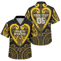 Custom Aotearoa Ngati Whatua Family Matching Tank Maxi Dress and Hawaiian Shirt Maori Tribal Pattern LT05 Son's Shirt Yellow - Polynesian Pride