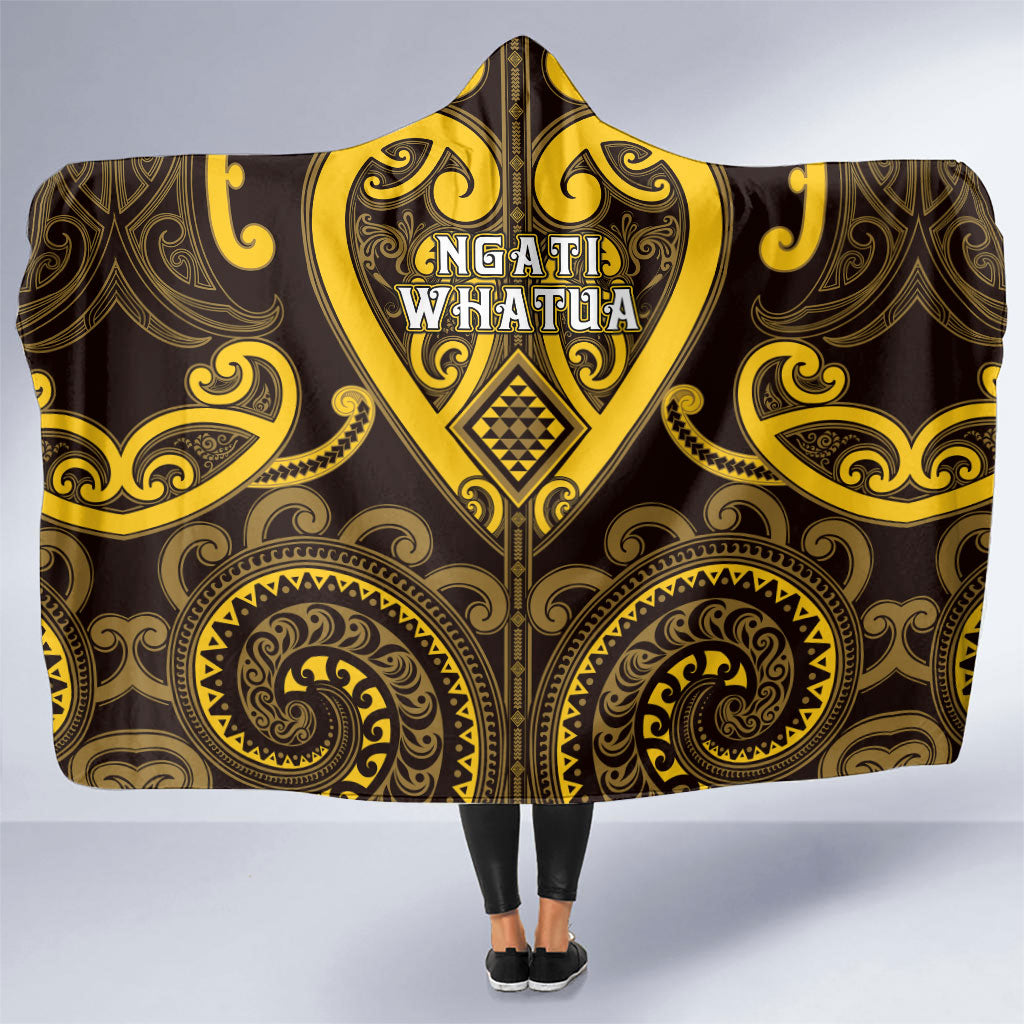 Aotearoa Ngati Whatua Hooded Blanket Maori Tribal Pattern LT05 One Size Yellow - Polynesian Pride