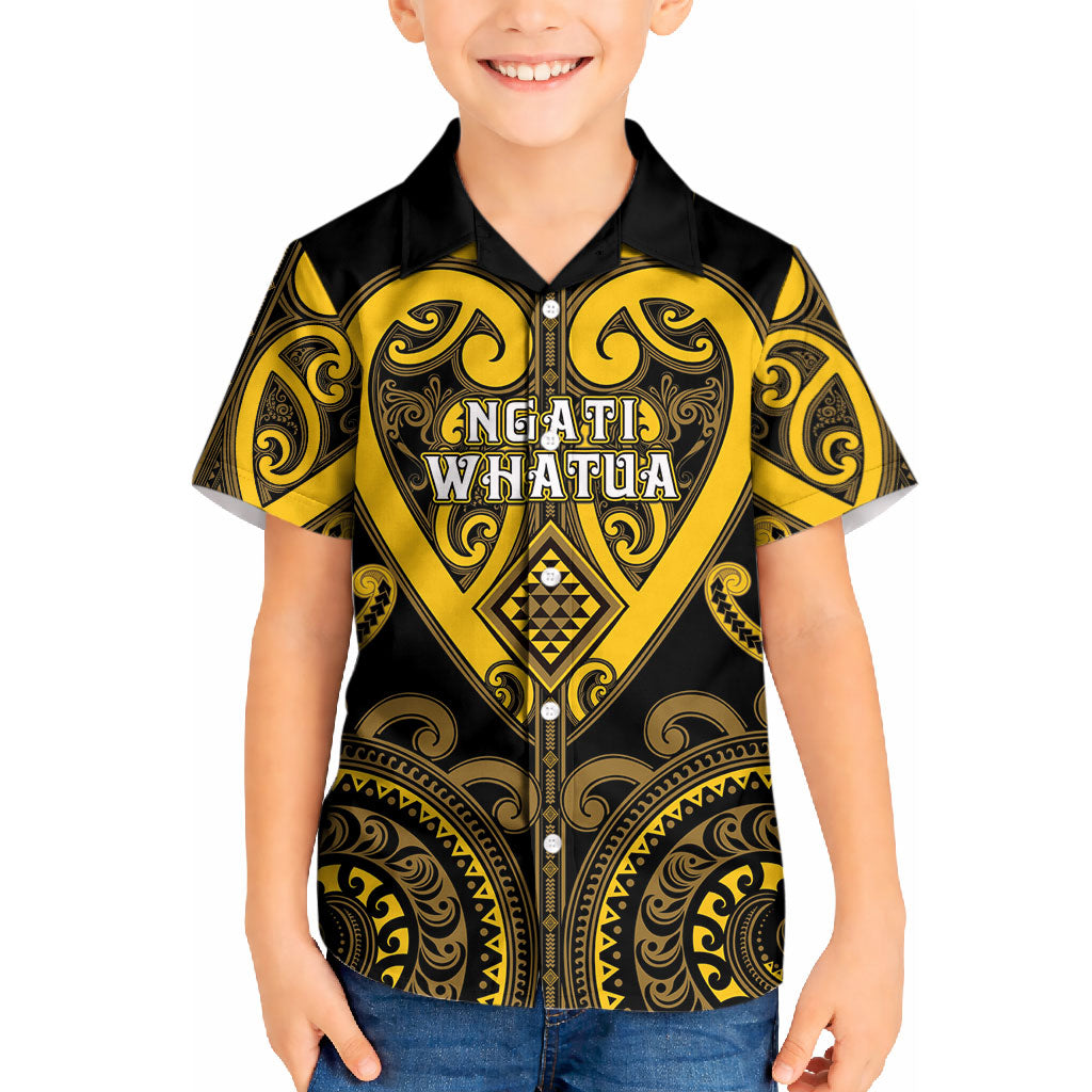 Custom Aotearoa Ngati Whatua Kid Hawaiian Shirt Maori Tribal Pattern LT05 Kid Yellow - Polynesian Pride