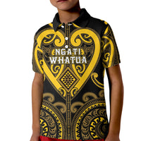 Custom Aotearoa Ngati Whatua Kid Polo Shirt Maori Tribal Pattern LT05 Kid Yellow - Polynesian Pride
