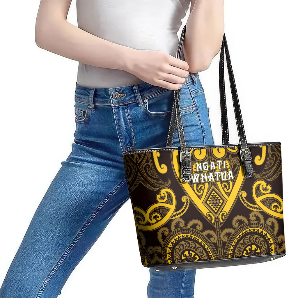 Aotearoa Ngati Whatua Leather Tote Bag Maori Tribal Pattern LT05 - Polynesian Pride