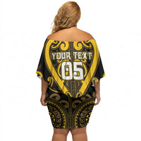 Custom Aotearoa Ngati Whatua Off Shoulder Short Dress Maori Tribal Pattern LT05 - Polynesian Pride
