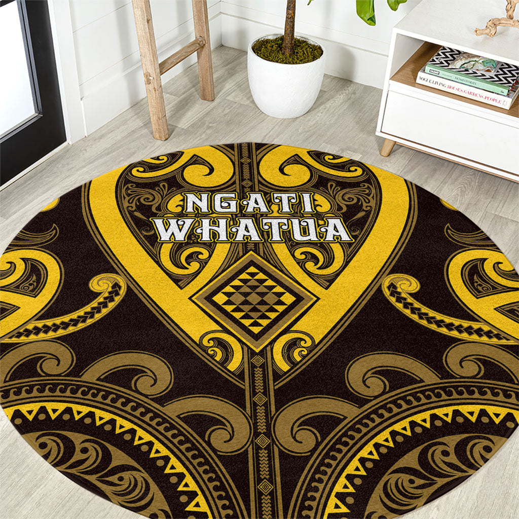 Aotearoa Ngati Whatua Round Carpet Maori Tribal Pattern LT05 Yellow - Polynesian Pride