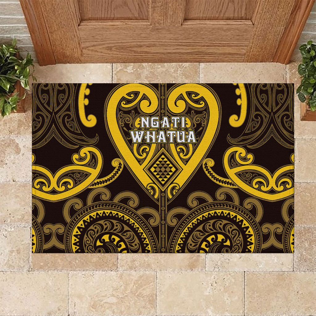 Aotearoa Ngati Whatua Rubber Doormat Maori Tribal Pattern LT05 Yellow - Polynesian Pride