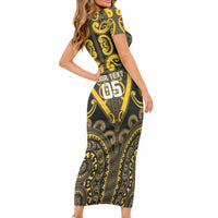 Custom Aotearoa Ngati Whatua Short Sleeve Bodycon Dress Maori Tribal Pattern LT05 - Polynesian Pride