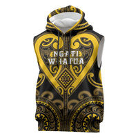 Custom Aotearoa Ngati Whatua Sleeveless Hoodie Maori Tribal Pattern LT05 Yellow - Polynesian Pride