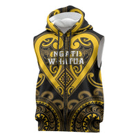 Custom Aotearoa Ngati Whatua Sleeveless Zip Hoodie Maori Tribal Pattern LT05 Yellow - Polynesian Pride