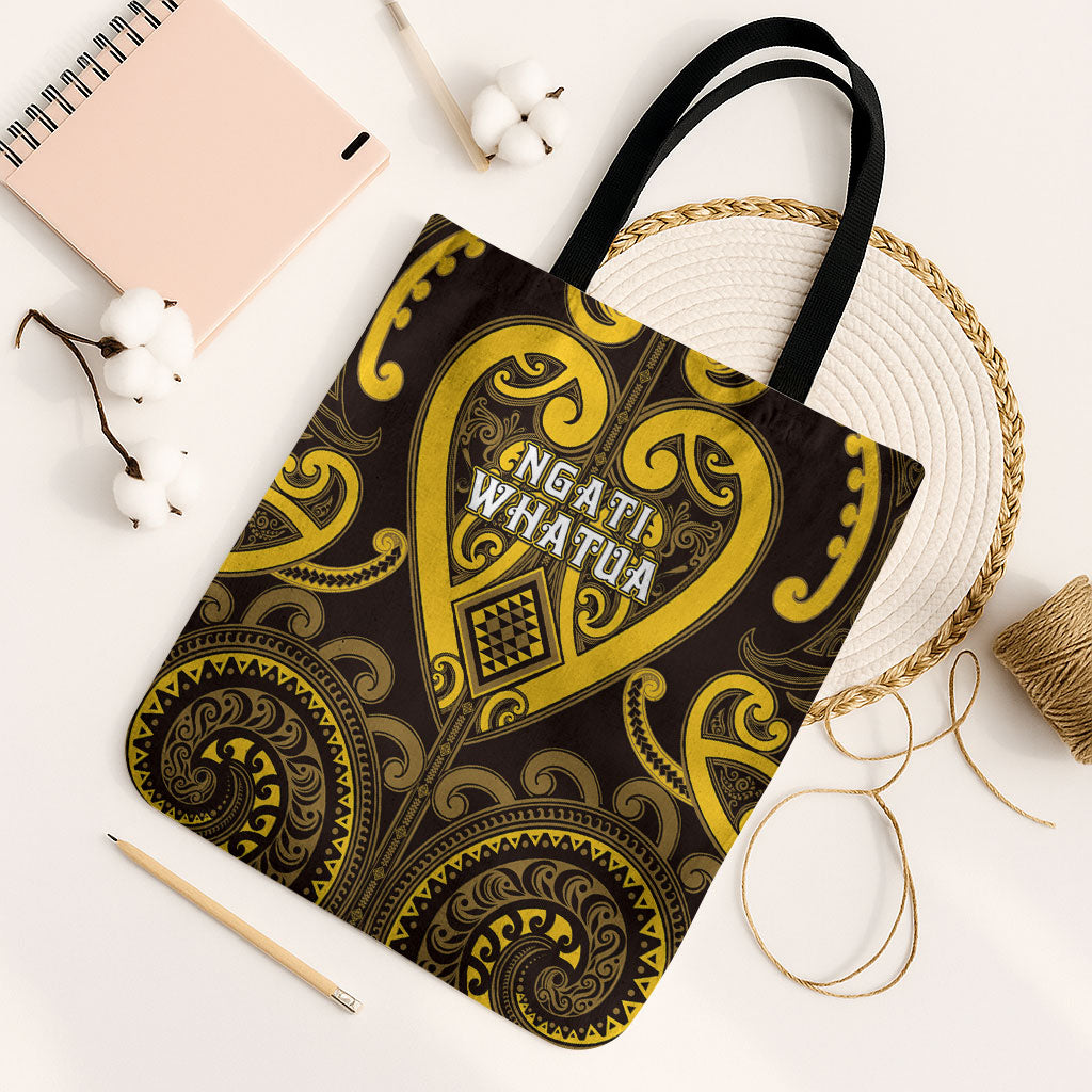 Aotearoa Ngati Whatua Tote Bag Maori Tribal Pattern LT05 Black Strap One Size Yellow - Polynesian Pride