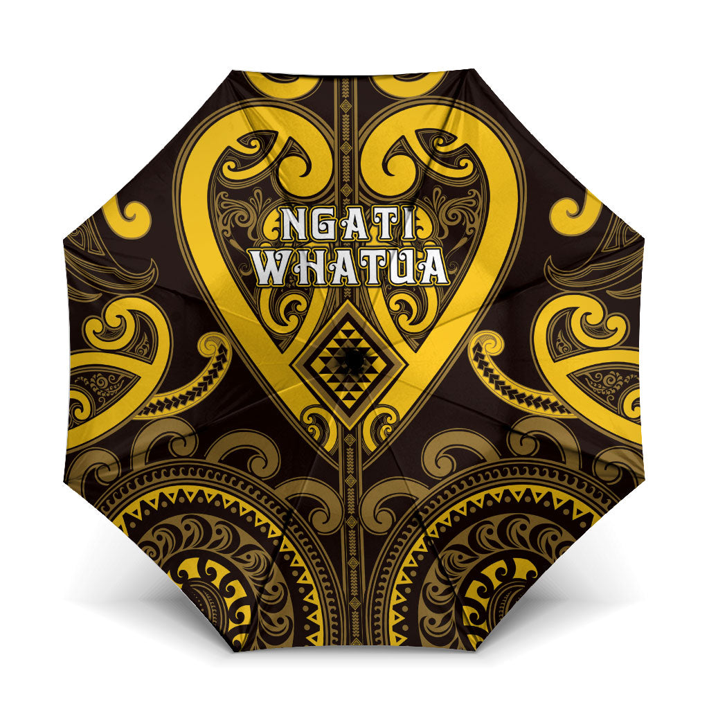 Aotearoa Ngati Whatua Umbrella Maori Tribal Pattern LT05 One Size Folded 11.42 inch Opened Diameter 37.4 inch Yellow - Polynesian Pride