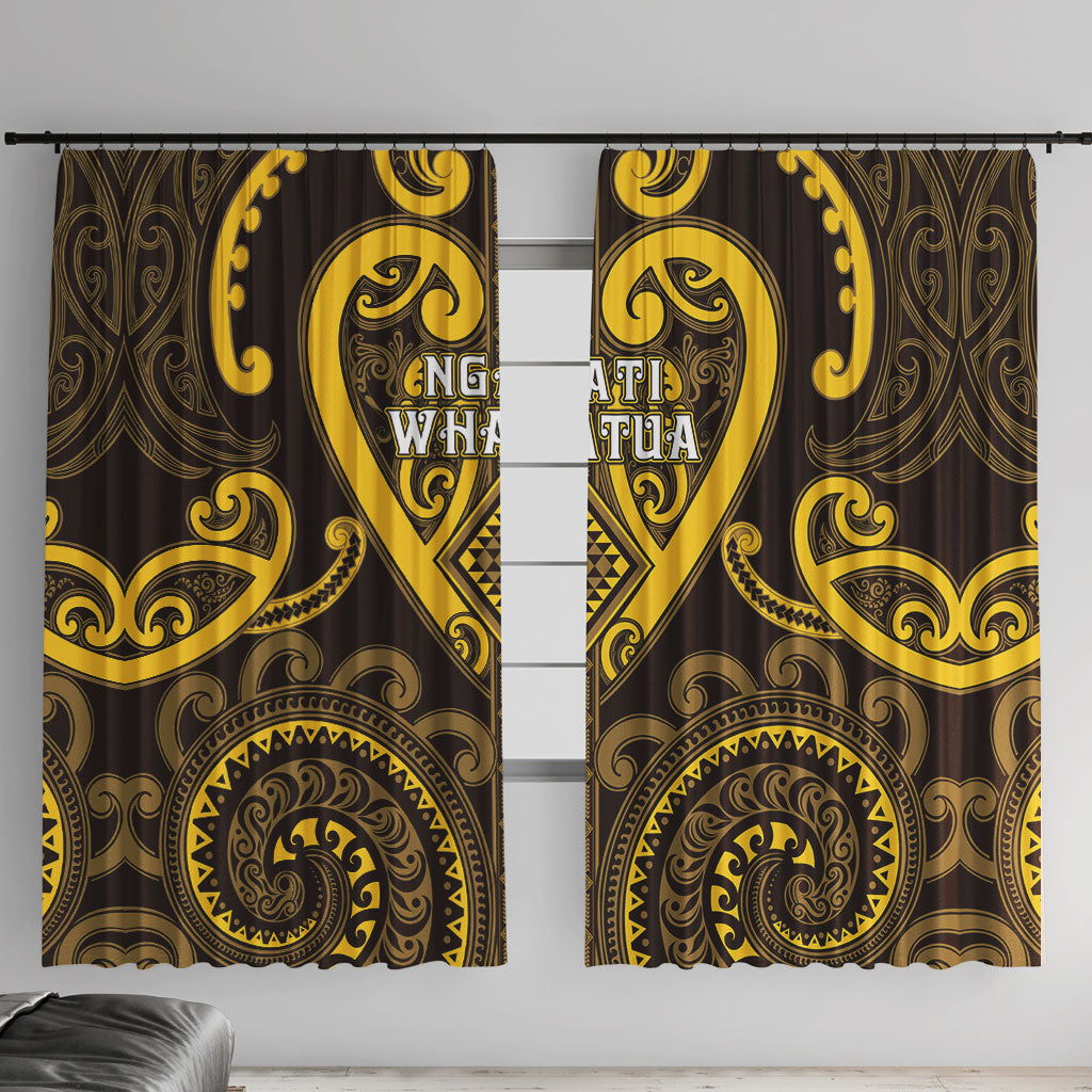 Aotearoa Ngati Whatua Window Curtain Maori Tribal Pattern LT05 With Hooks Yellow - Polynesian Pride