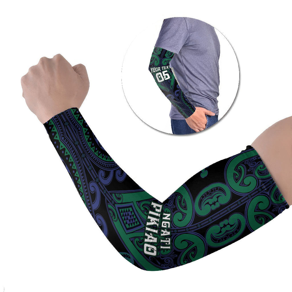 Custom Aotearoa Ngati Pikiao Arm Sleeves Maori Tribal Pattern LT05 Set of 2 Green - Polynesian Pride