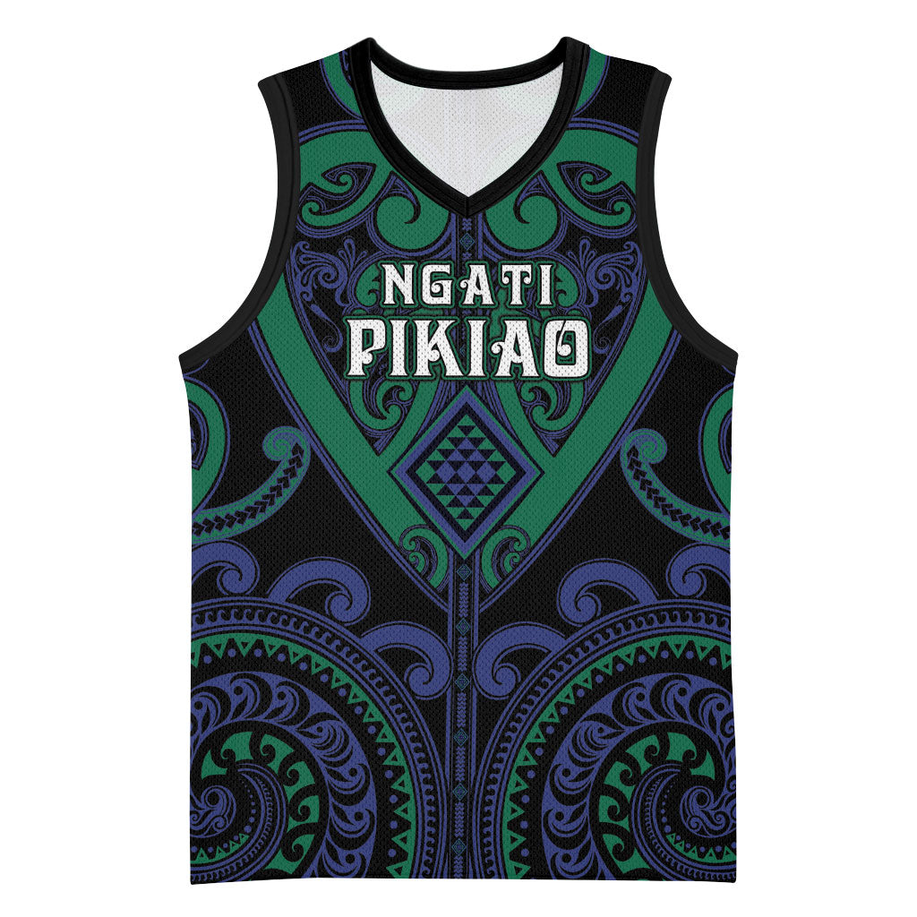 Custom Aotearoa Ngati Pikiao Basketball Jersey Maori Tribal Pattern LT05 Unisex Green - Polynesian Pride
