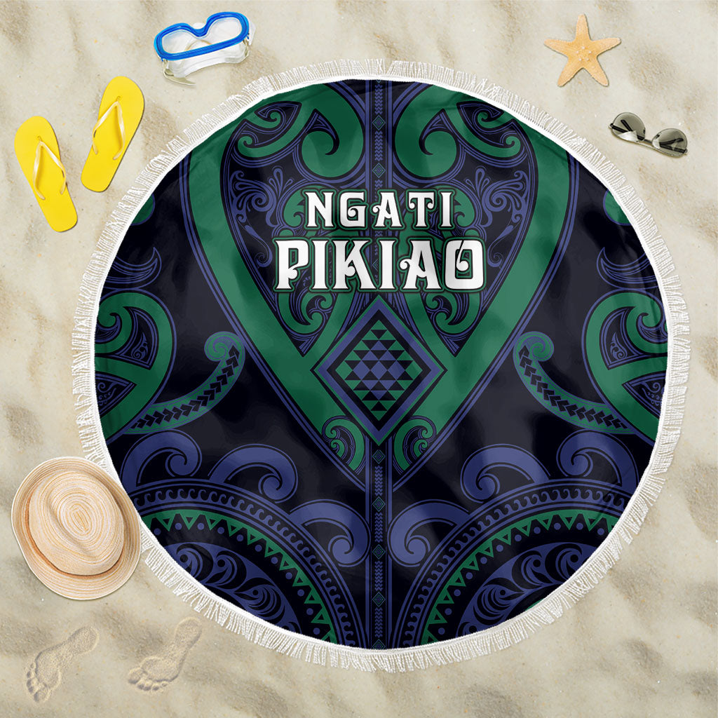 Aotearoa Ngati Pikiao Beach Blanket Maori Tribal Pattern LT05 One Size 150cm Green - Polynesian Pride