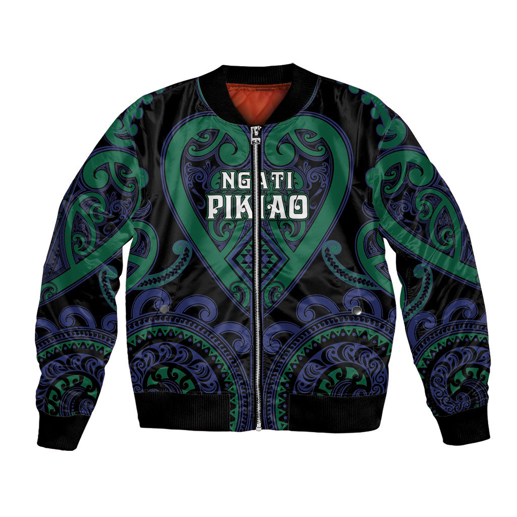 Custom Aotearoa Ngati Pikiao Bomber Jacket Maori Tribal Pattern LT05 Unisex Green - Polynesian Pride