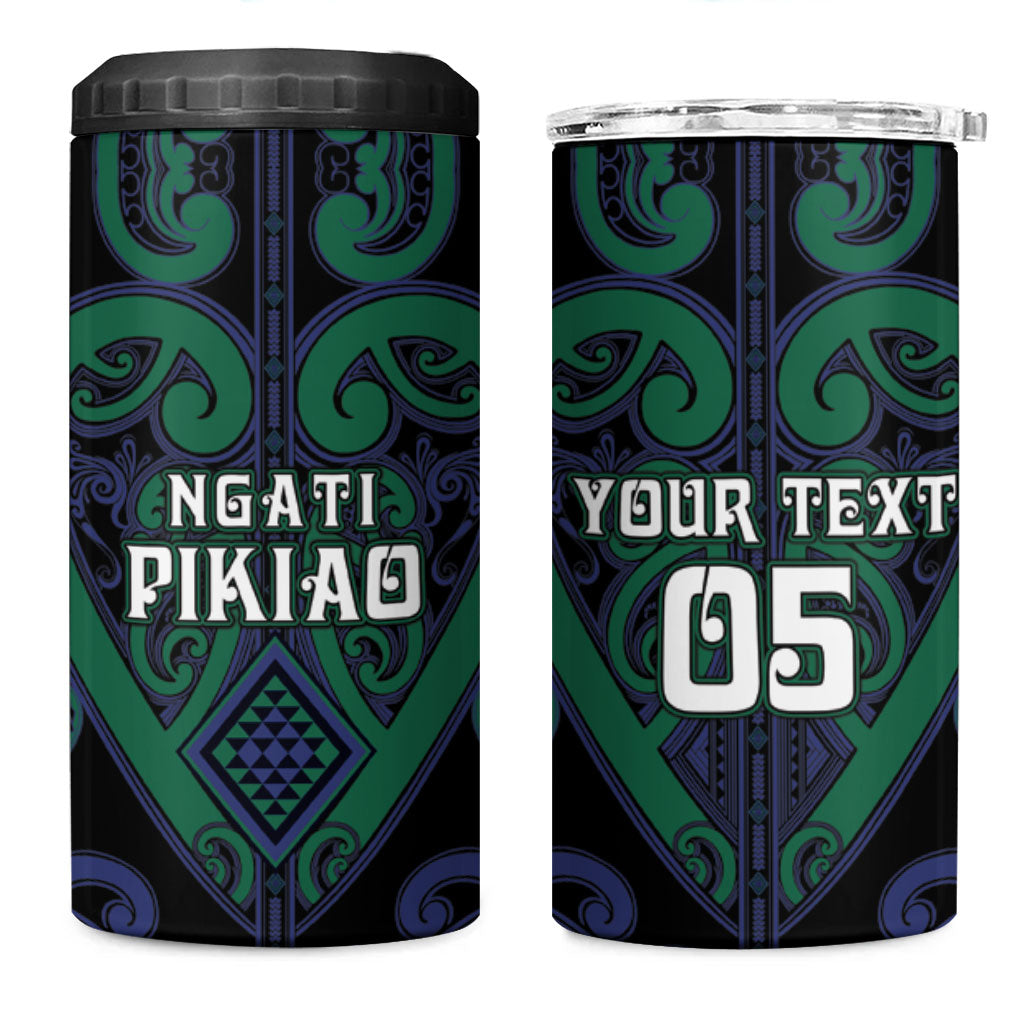 Custom Aotearoa Ngati Pikiao 4 in 1 Can Cooler Tumbler Maori Tribal Pattern LT05 One Size: 16 oz Green - Polynesian Pride