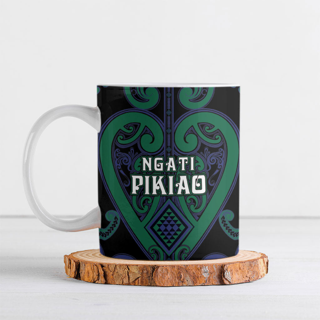 Custom Aotearoa Ngati Pikiao Ceramic Mug Maori Tribal Pattern LT05 Green - Polynesian Pride