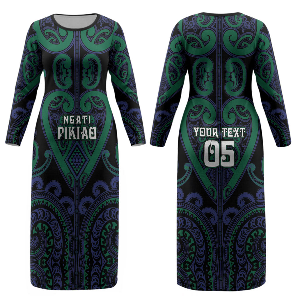 Custom Aotearoa Ngati Pikiao Couples Matching Long Sleeve Bodycon Dress and Long Sleeve Button Shirt Maori Tribal Pattern LT05 - Polynesian Pride