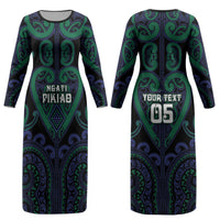 Custom Aotearoa Ngati Pikiao Couples Matching Long Sleeve Bodycon Dress and Long Sleeve Button Shirt Maori Tribal Pattern LT05 - Polynesian Pride