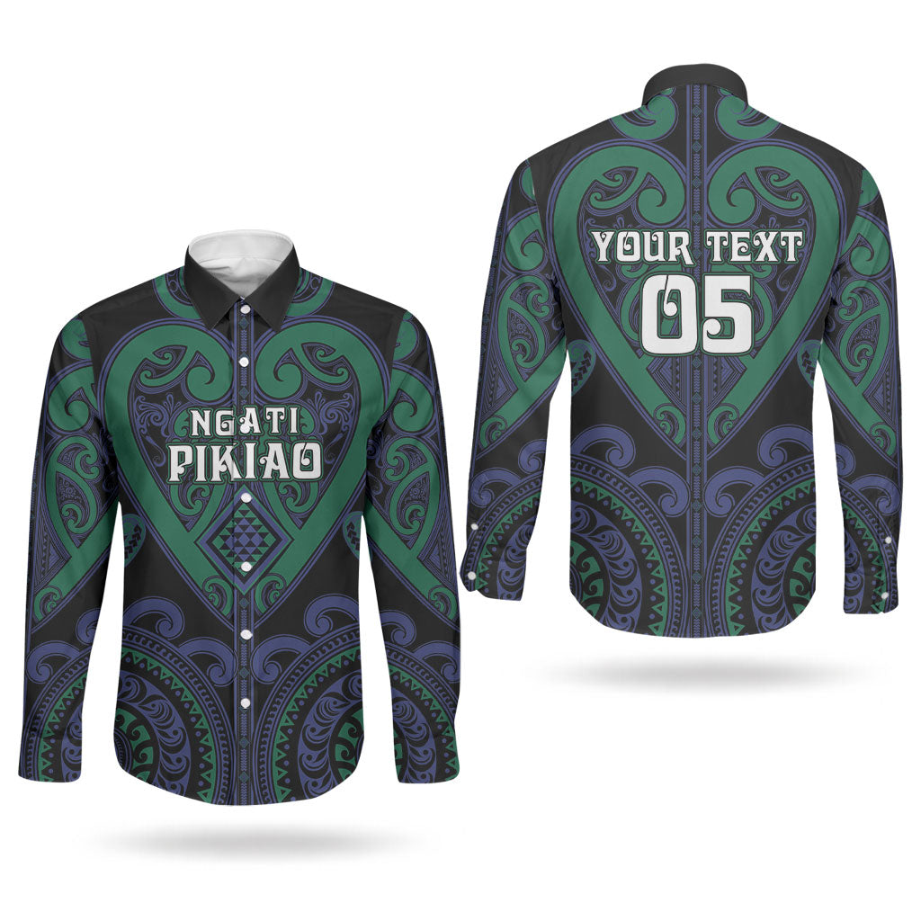 Custom Aotearoa Ngati Pikiao Couples Matching Off Shoulder Maxi Dress and Long Sleeve Button Shirt Maori Tribal Pattern LT05 - Polynesian Pride
