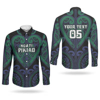 Custom Aotearoa Ngati Pikiao Couples Matching Off Shoulder Maxi Dress and Long Sleeve Button Shirt Maori Tribal Pattern LT05 - Polynesian Pride