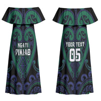 Custom Aotearoa Ngati Pikiao Couples Matching Off Shoulder Maxi Dress and Long Sleeve Button Shirt Maori Tribal Pattern LT05 - Polynesian Pride