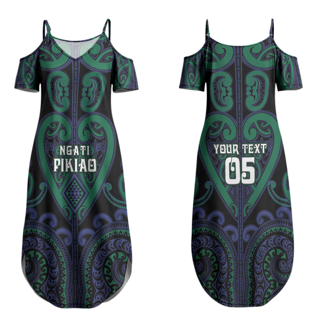 Custom Aotearoa Ngati Pikiao Couples Matching Summer Maxi Dress and Long Sleeve Button Shirt Maori Tribal Pattern LT05 - Polynesian Pride