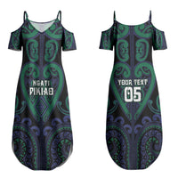 Custom Aotearoa Ngati Pikiao Couples Matching Summer Maxi Dress and Long Sleeve Button Shirt Maori Tribal Pattern LT05 - Polynesian Pride