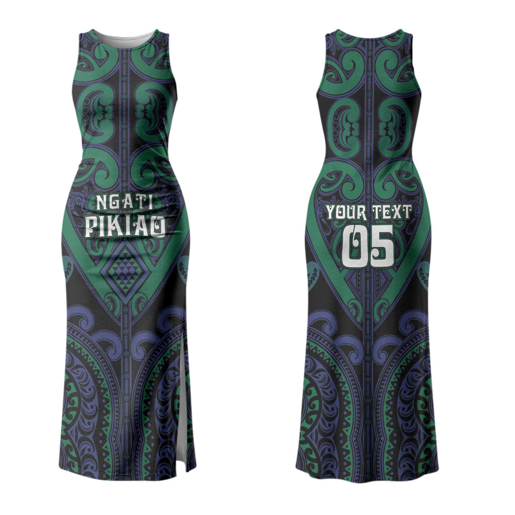 Custom Aotearoa Ngati Pikiao Couples Matching Tank Maxi Dress and Long Sleeve Button Shirt Maori Tribal Pattern LT05 - Polynesian Pride