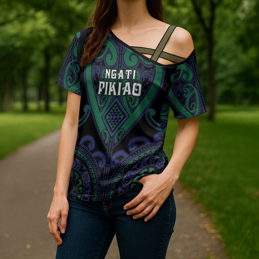 Custom Aotearoa Ngati Pikiao Cross Shoulder Shirt Maori Tribal Pattern LT05 - Polynesian Pride