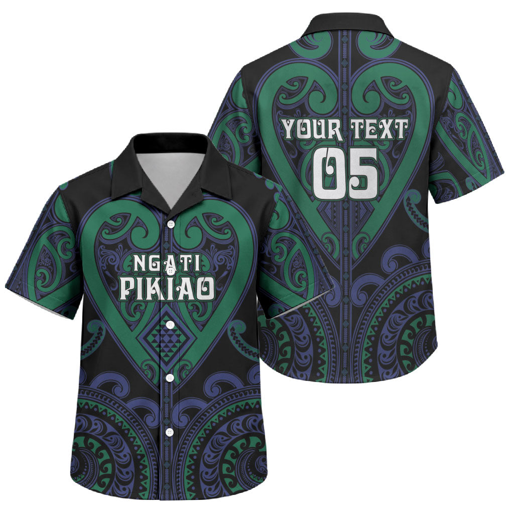 Custom Aotearoa Ngati Pikiao Family Matching Off Shoulder Short Dress and Hawaiian Shirt Maori Tribal Pattern LT05 Son's Shirt Green - Polynesian Pride