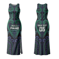 Custom Aotearoa Ngati Pikiao Family Matching Tank Maxi Dress and Hawaiian Shirt Maori Tribal Pattern LT05 Mom's Dress Green - Polynesian Pride