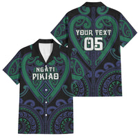 Custom Aotearoa Ngati Pikiao Family Matching Tank Maxi Dress and Hawaiian Shirt Maori Tribal Pattern LT05 Dad's Shirt - Short Sleeve Green - Polynesian Pride