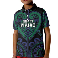 Custom Aotearoa Ngati Pikiao Kid Polo Shirt Maori Tribal Pattern LT05 Kid Green - Polynesian Pride