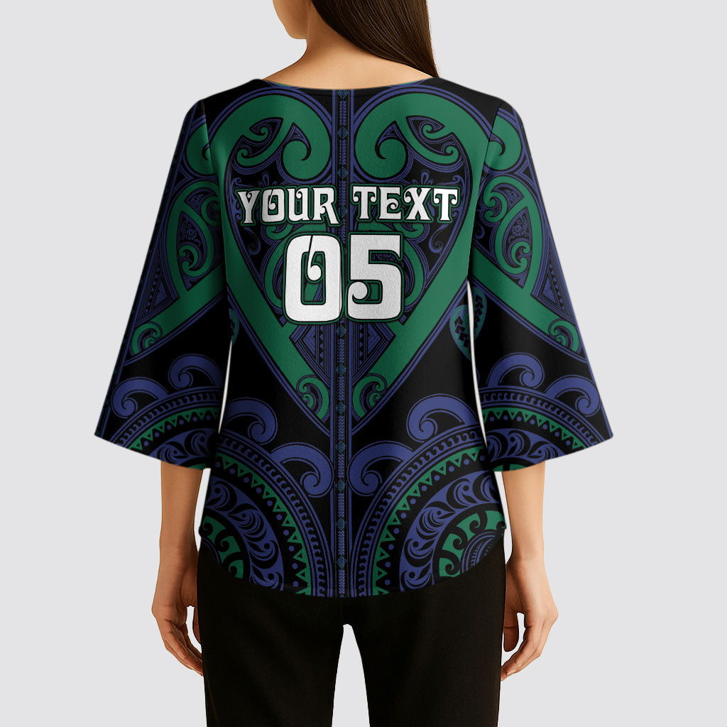 Custom Aotearoa Ngati Pikiao Kimono Sleeve Blouse Maori Tribal Pattern LT05 - Polynesian Pride